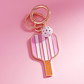 Enamel Pickleball Paddle Keychain Bag Charm