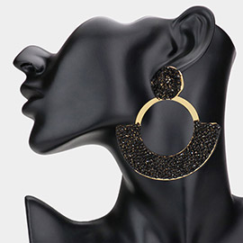 Rhinestone Paved Abstract Half Moon Earrings