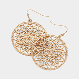 Metal Filigree Circle Dangle Earrings