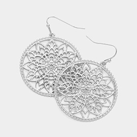 Metal Filigree Circle Dangle Earrings