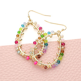 Faceted Beaded Open Teardrop Dangle Earrings