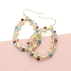 Faceted Beaded Open Teardrop Dangle Earrings