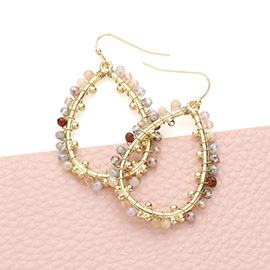 Faceted Beaded Open Teardrop Dangle Earrings