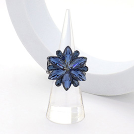 Marquise Glass Stone Cluster Flower Stretch Ring