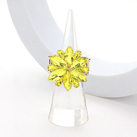 Marquise Glass Stone Cluster Flower Stretch Ring