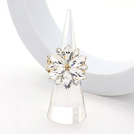 Marquise Glass Stone Cluster Flower Stretch Ring