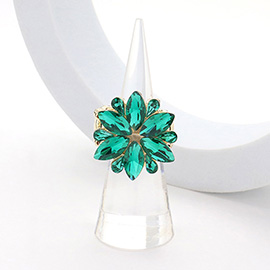 Marquise Glass Stone Cluster Flower Stretch Ring
