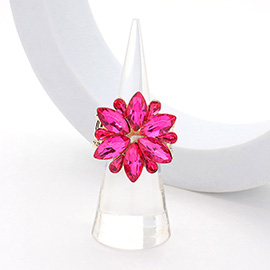 Marquise Glass Stone Cluster Flower Stretch Ring