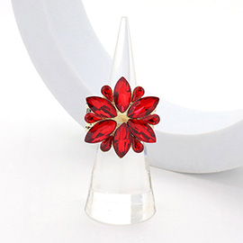 Marquise Glass Stone Cluster Flower Stretch Ring