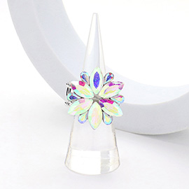 Marquise Glass Stone Cluster Flower Stretch Ring