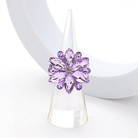 Marquise Glass Stone Cluster Flower Stretch Ring