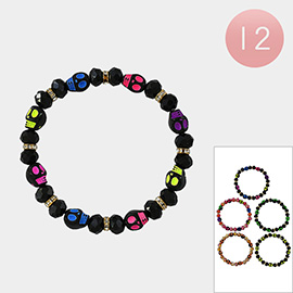 12PCS - Halloween Skull Beaded Stretch Bracelets