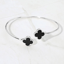 Enamel Quatrefoil Tip Cuff Bracelet