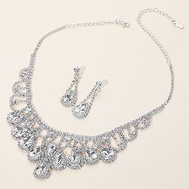 Teardrop Stone Embellished Rhinestone Paved Collar Necklace
