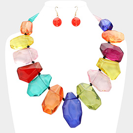 Multi Shaped Acrylic Rock Beaded Statement Necklace