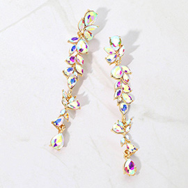 Teardrop Marquise Stone Cluster Embellished Dropdown Evening Earrings