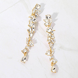 Teardrop Marquise Stone Cluster Embellished Dropdown Evening Earrings