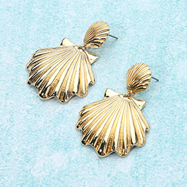 Textured Metal Seashell Dangle Earrings
