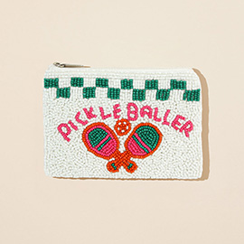 PICKLE BALLER Message Seed Beaded Mini Pouch Bag