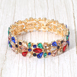 Floral Crystal Stretch Evening Bracelet