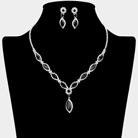Marquise Stone Rhinestone Paved Necklace