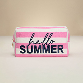 HELLO SUMMER Message Embroidered Cosmetic Pouch Bag / Organizer