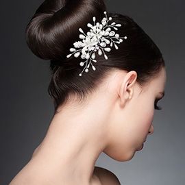 Pearl Embellished Flower Leaf Vine Hair Comb