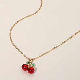 Stainless Steel Cherry Pendant Necklace