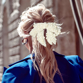 Pearl Embellished Bow Barrette