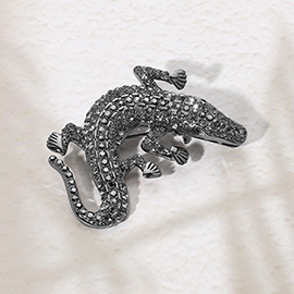 Stone Paved Lizard Pin Brooch
