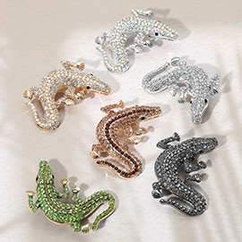 Stone Paved Lizard Pin Brooch