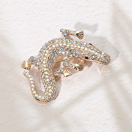 Stone Paved Lizard Pin Brooch