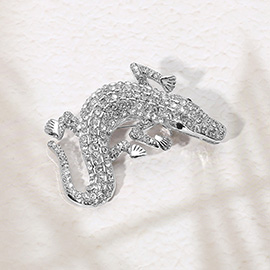 Stone Paved Lizard Pin Brooch