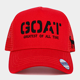 GOAT GREATEST OF ALL TIME Message Embroidered Mesh Back Trucker Hat