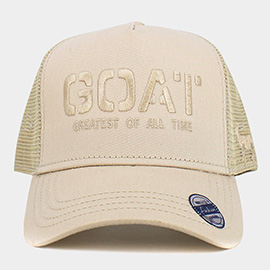 GOAT GREATEST OF ALL TIME Message Embroidered Mesh Back Trucker Hat