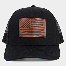 American USA Flag Patch Pointed Mesh Back Trucker Hat