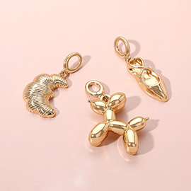 3PCS - Croissant Flat Shoe Balloon Dog Charm Set