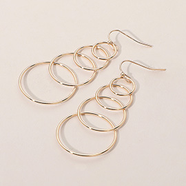 Metal Wire Hoop Link Drop Earrings