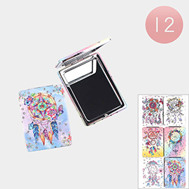 12PCS - Boho Dreamcatcher Printed Cosmetic Mirrors