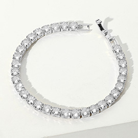 Round CZ Stone Tennis Chain Evening Bracelet