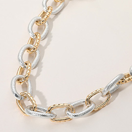 Chunky Textured Metal Link Chain Necklace