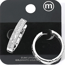 Gold Dipped CZ Stone Paved Huggie Hoop Earrings