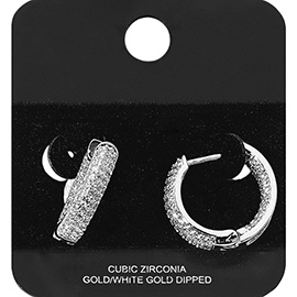 Gold Dipped CZ Stone Paved Hugggie Hoop Earrings