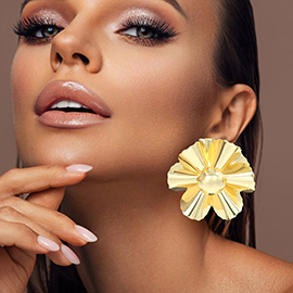 Colored Metal Flower Earrings