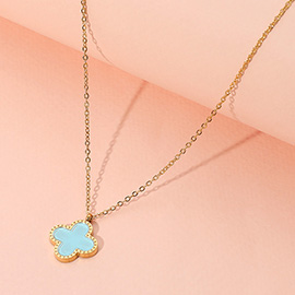 Stainless Steel Quatrefoil Pendant Necklace