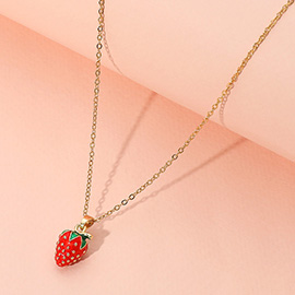 Stainless Steel Strawberry Pendant Necklace