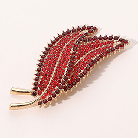 Rhinestone Pave Double Leaf brooch