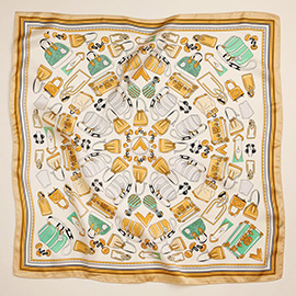 Handbag Printed Square Silky Satin Scarf