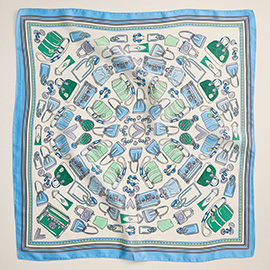 Handbag Printed Square Silky Satin Scarf