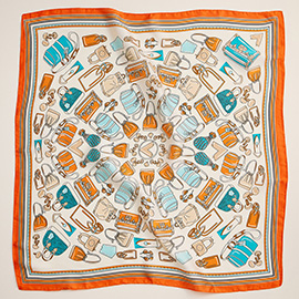 Handbag Printed Square Silky Satin Scarf